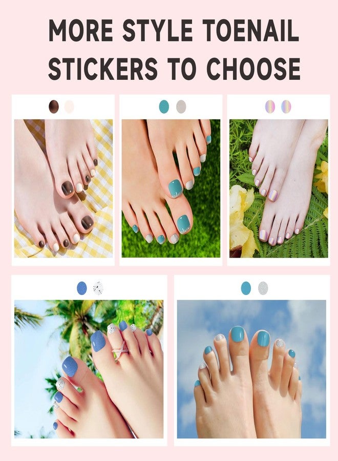 DUKASOU Semi Cured Gel Toe Nail Strips,26 Pcs Toe Nail Stickers Wraps for Summer Holiday (Blue),Gel Strips UV Light Required,Easy to Apply - Image 4